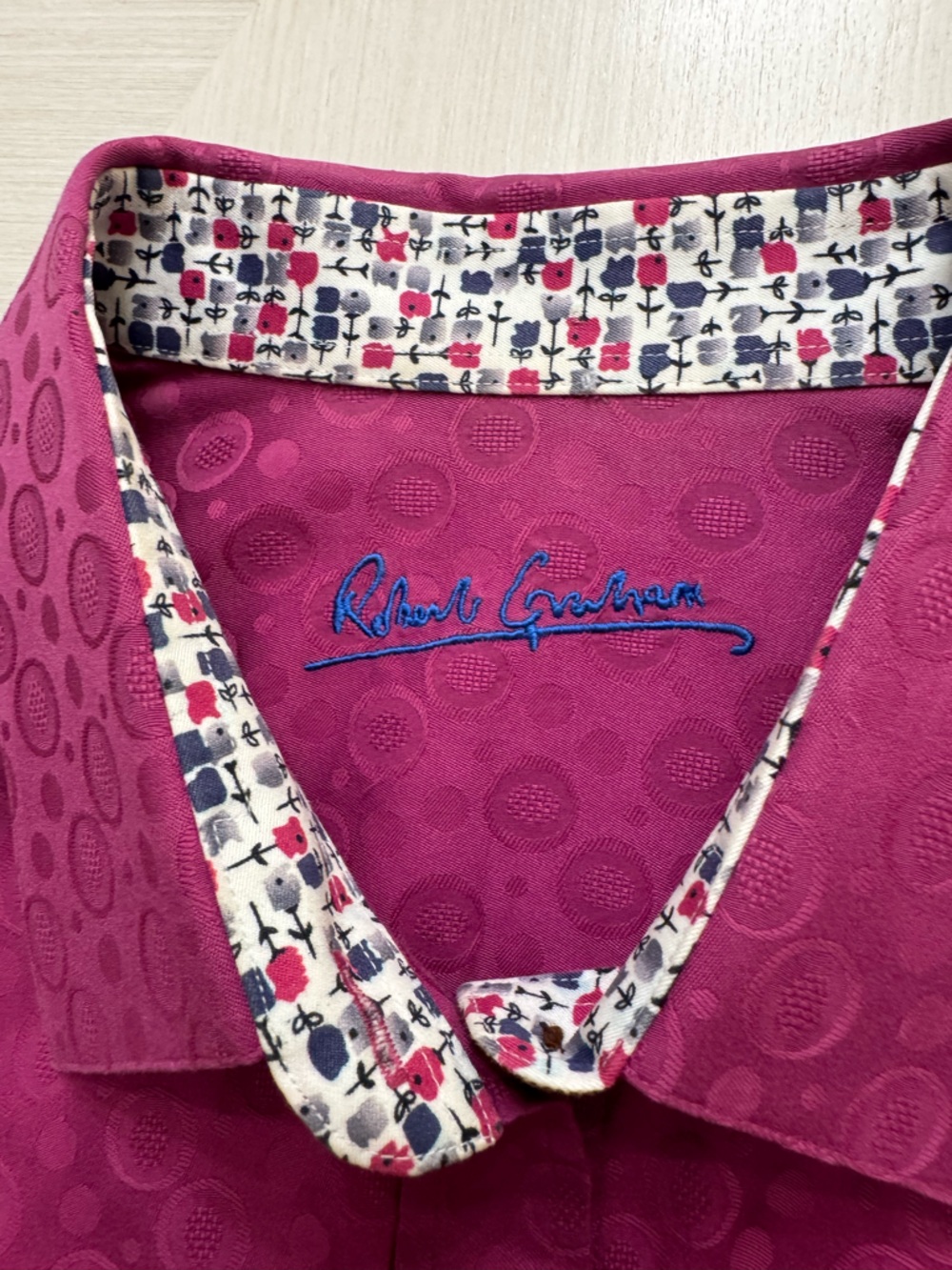 Robert Graham Women XL Pink Jacquard Stretch Button Down Shirt - Picture 7 of 11